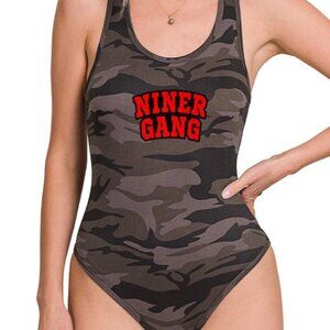 Niner Gang Camouflage San Francisco Football Bodysuit, Niner Fan, 49ers